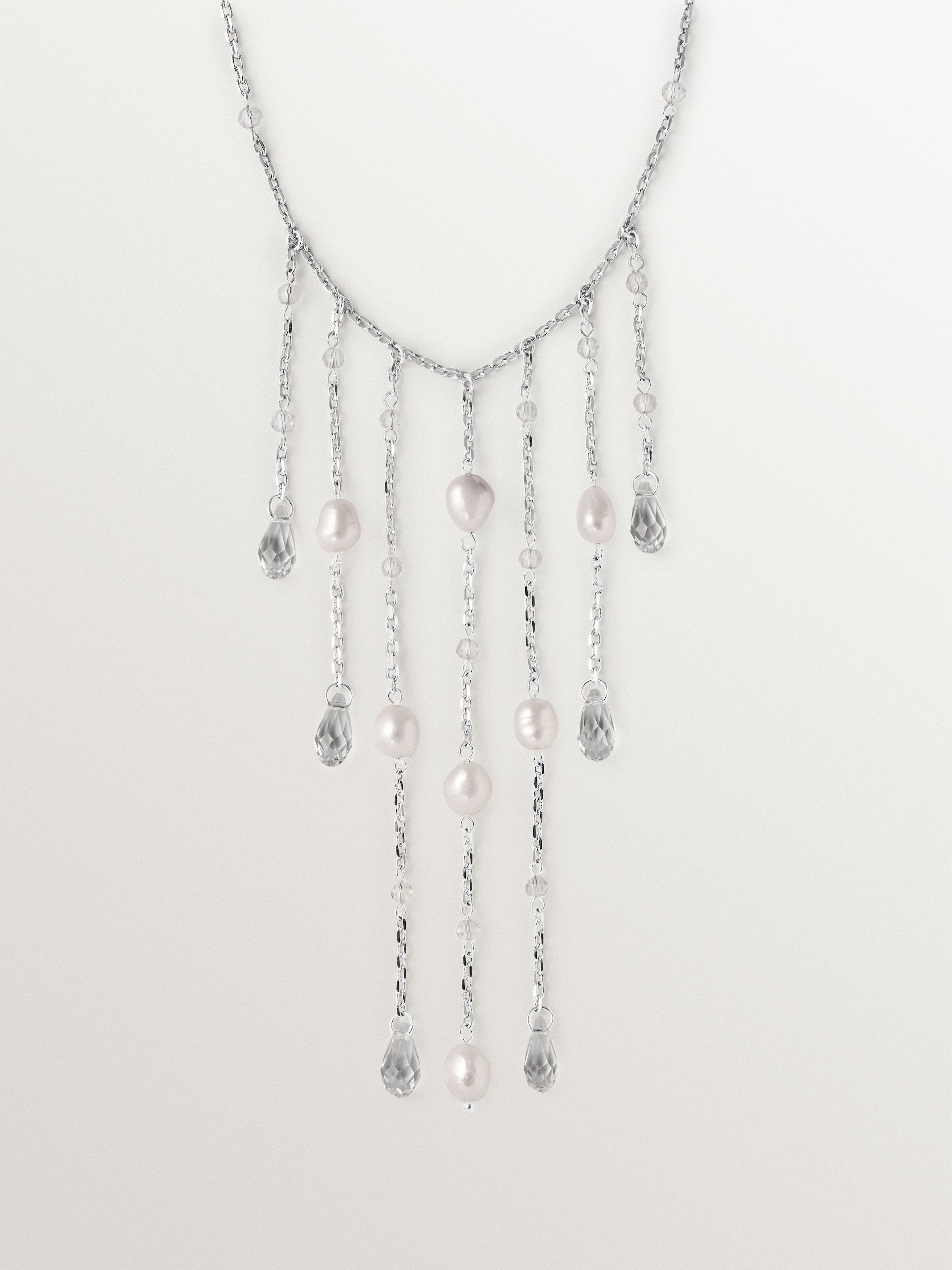 Necklace with baroque pearls and crystals