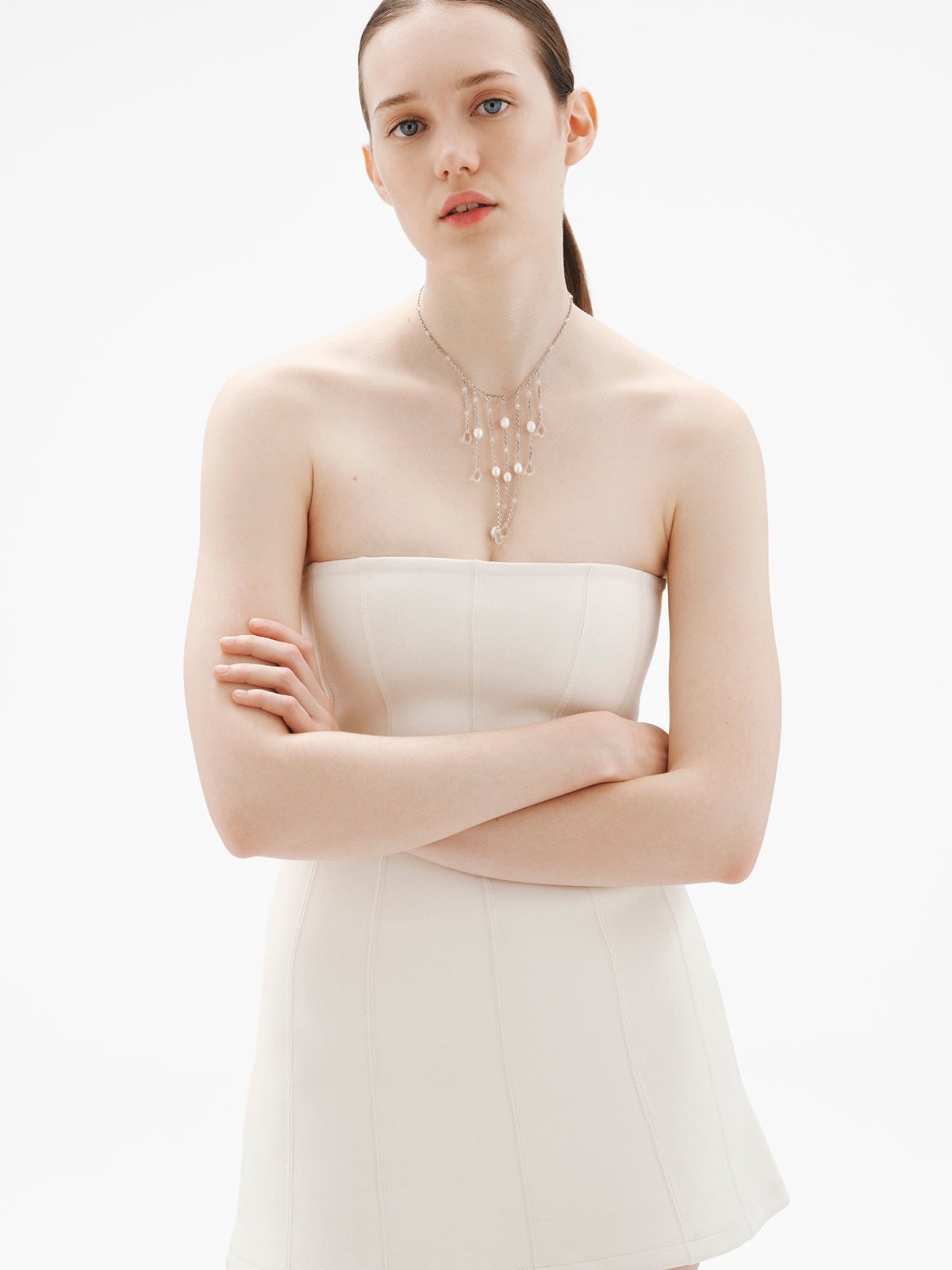 Necklace with baroque pearls and crystals