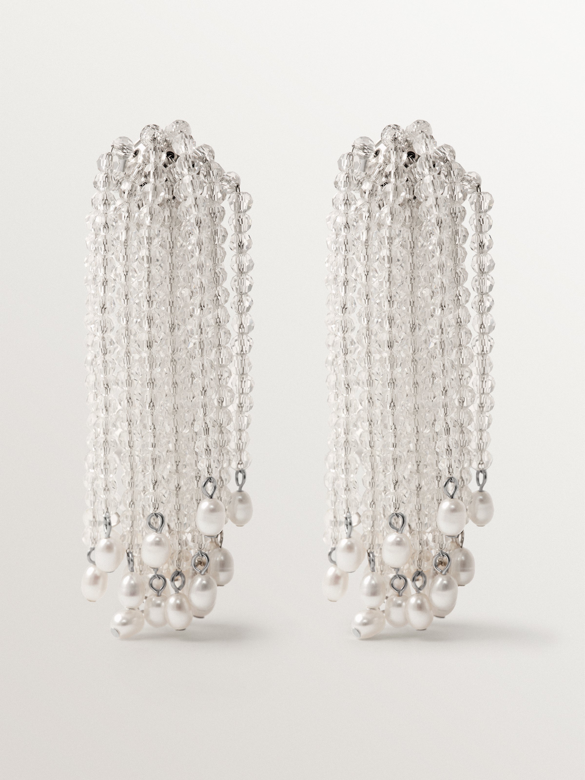 Cascading slopes with baroque pearls and crystals