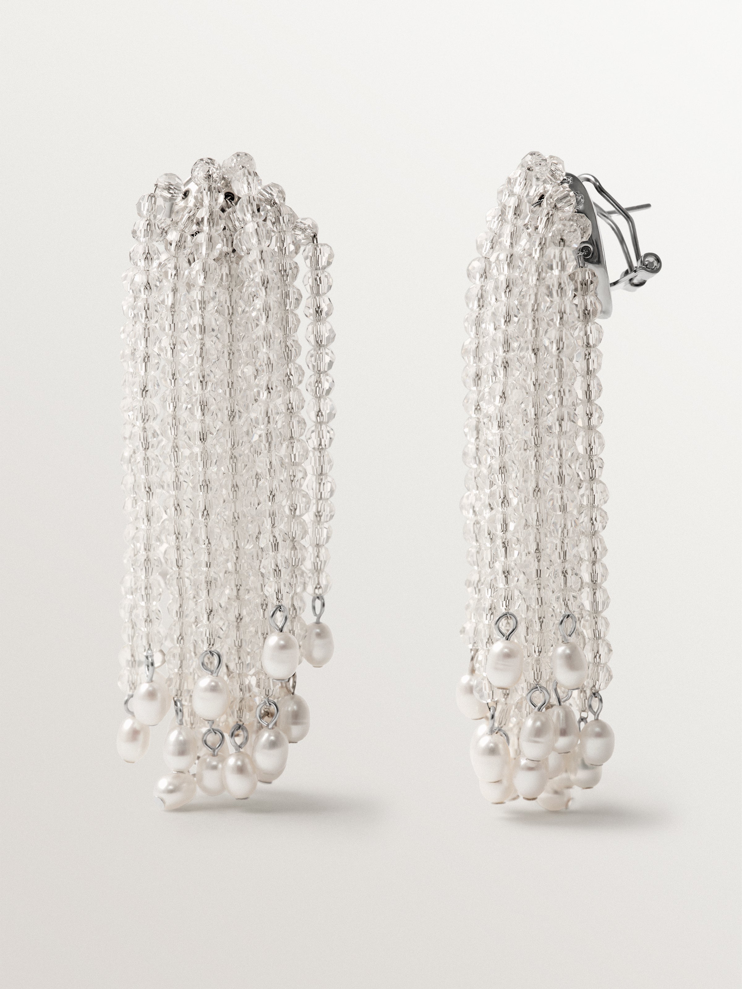 Cascading slopes with baroque pearls and crystals