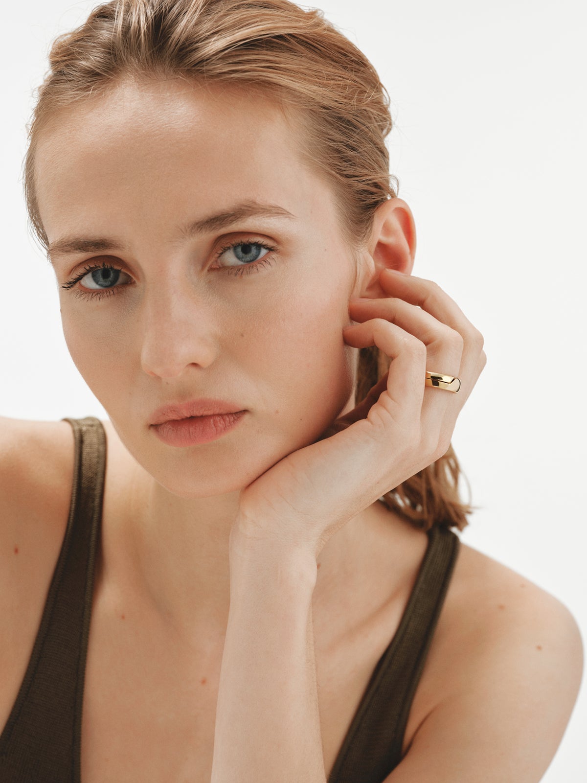 Yellow gold-plated gimmel ring