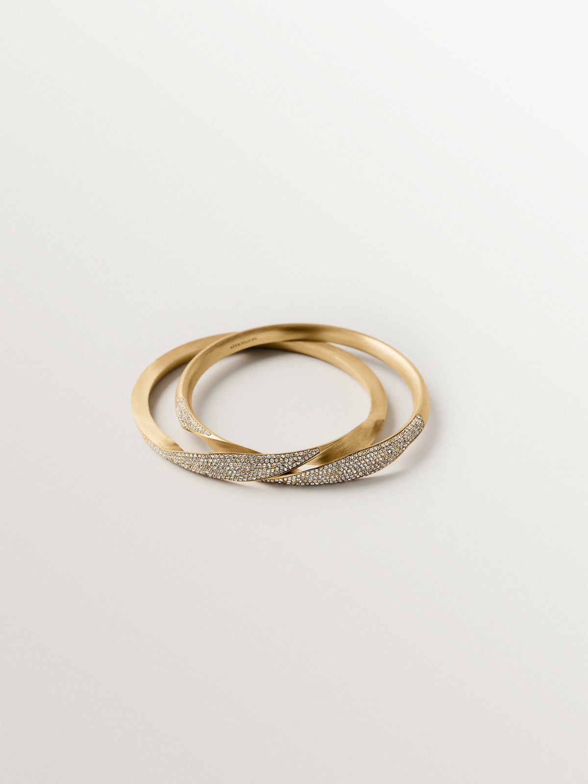 Yellow gold-plated gimmel bracelet with crystal pavé