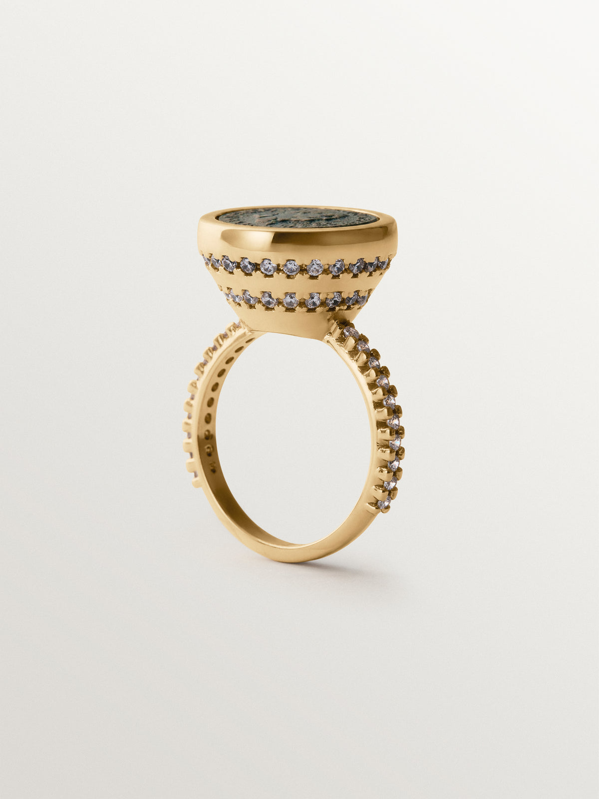18K yellow gold-plated ring with coin