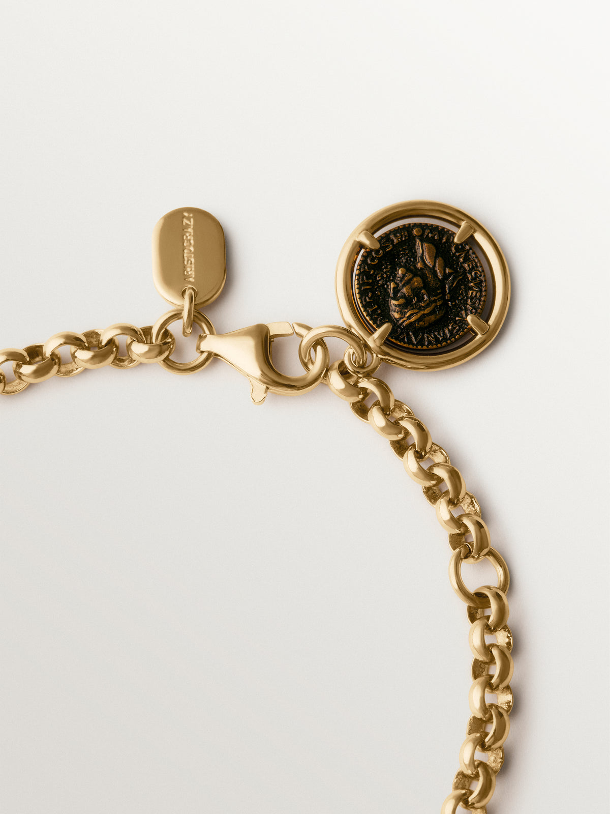 18K yellow gold-plated bracelet with coin