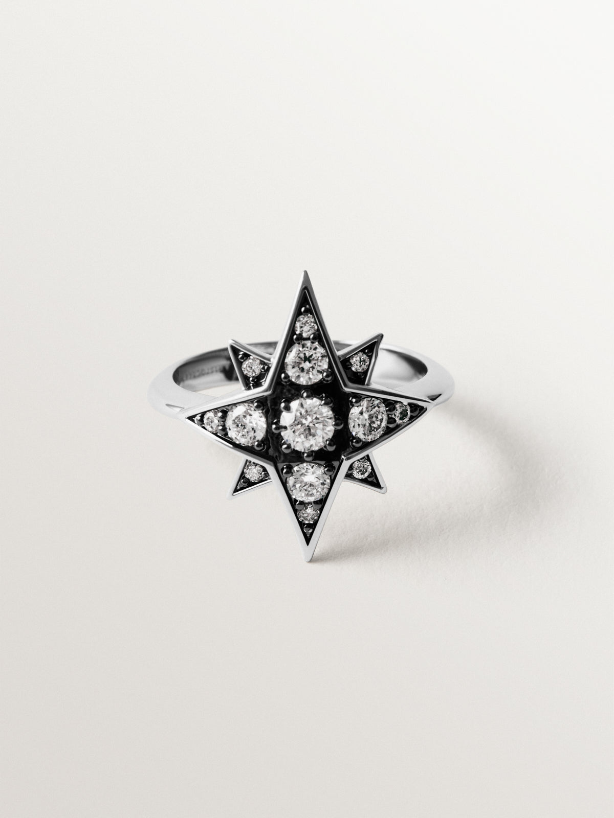 Two-tone ring with star-shaped crystals