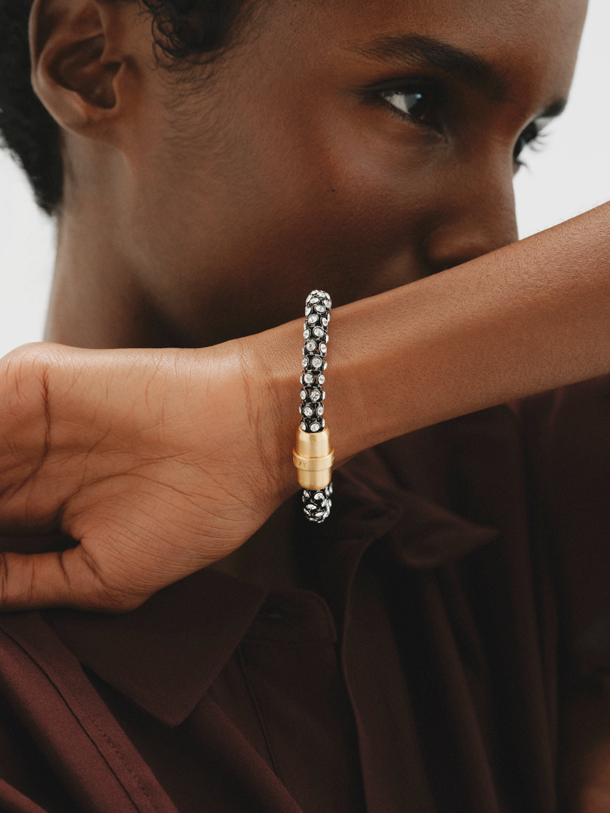 Tube-shaped bracelet with crystals