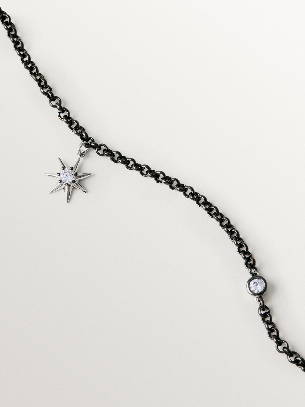 Two-tone necklace with crystals and stars