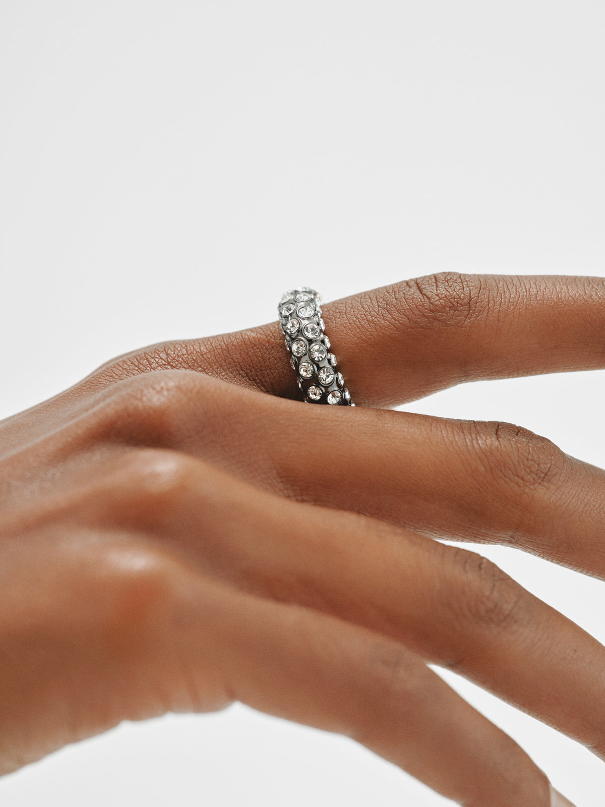 Tube-shaped ring with crystals