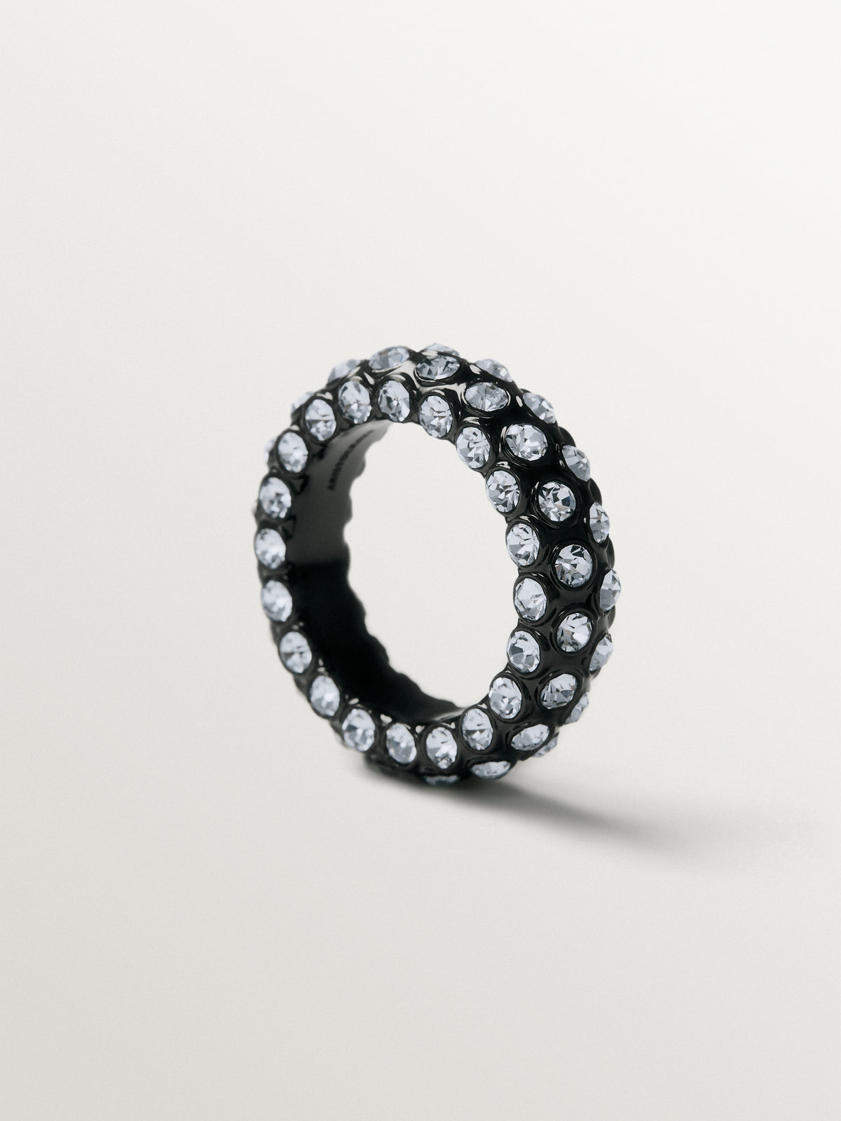 Tube-shaped ring with crystals