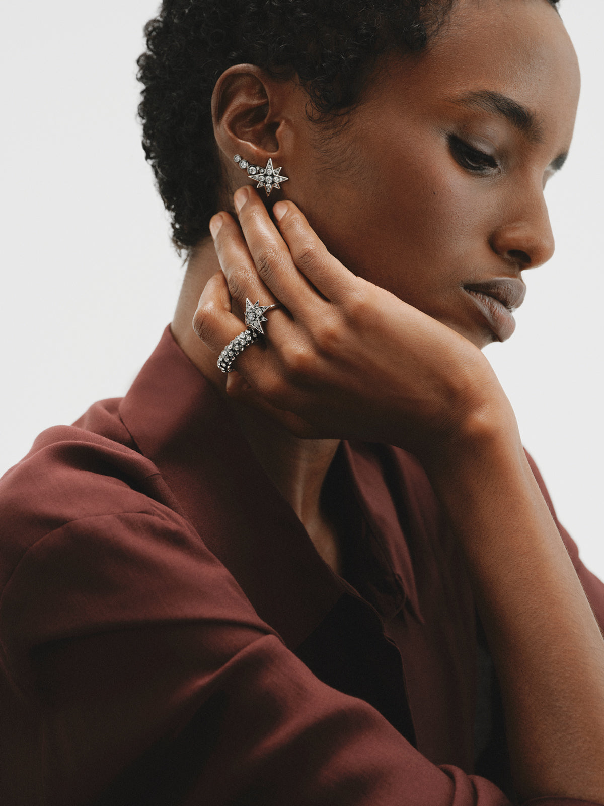 Tube-shaped ring with crystals