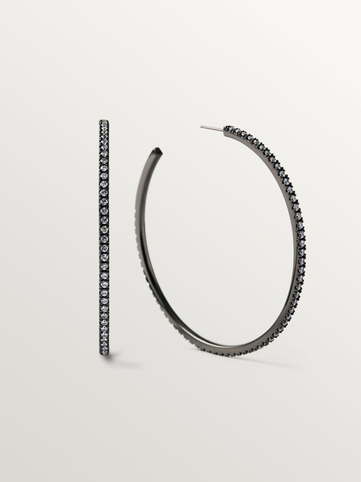 Large hoop earrings with crystals