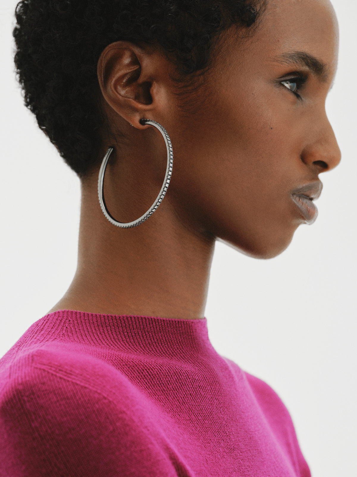 Large hoop earrings with crystals