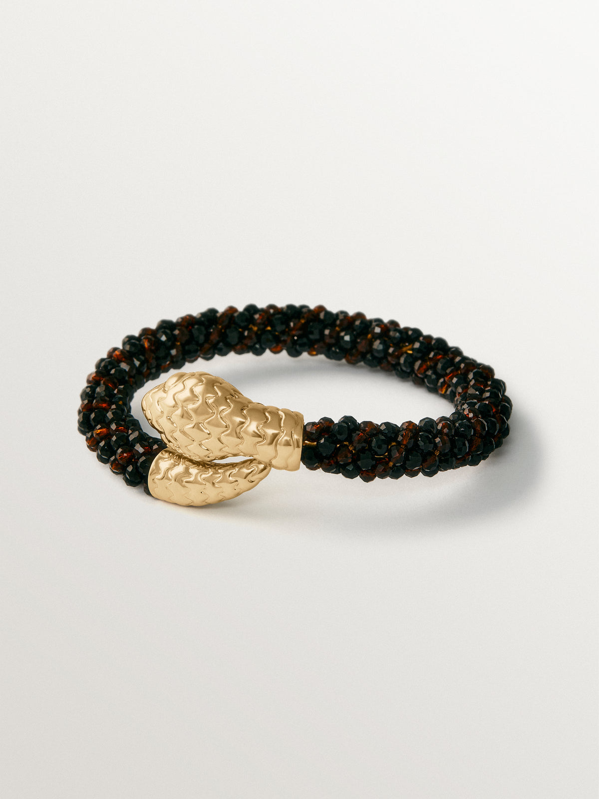 Yellow gold-plated 'You and me' snake bangle