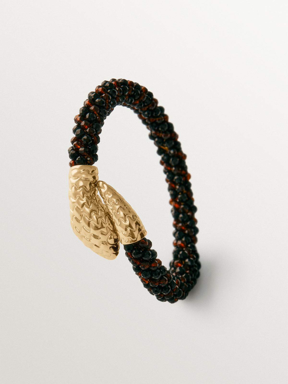 Yellow gold-plated 'You and me' snake bangle