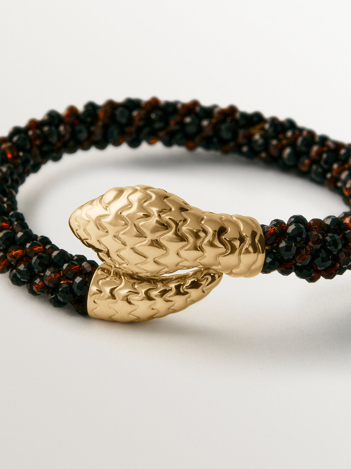 Yellow gold-plated 'You and me' snake bangle