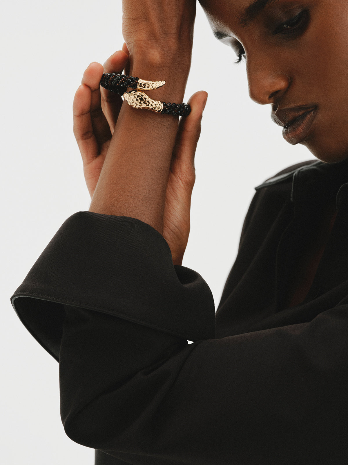 Yellow gold-plated 'You and me' snake bangle