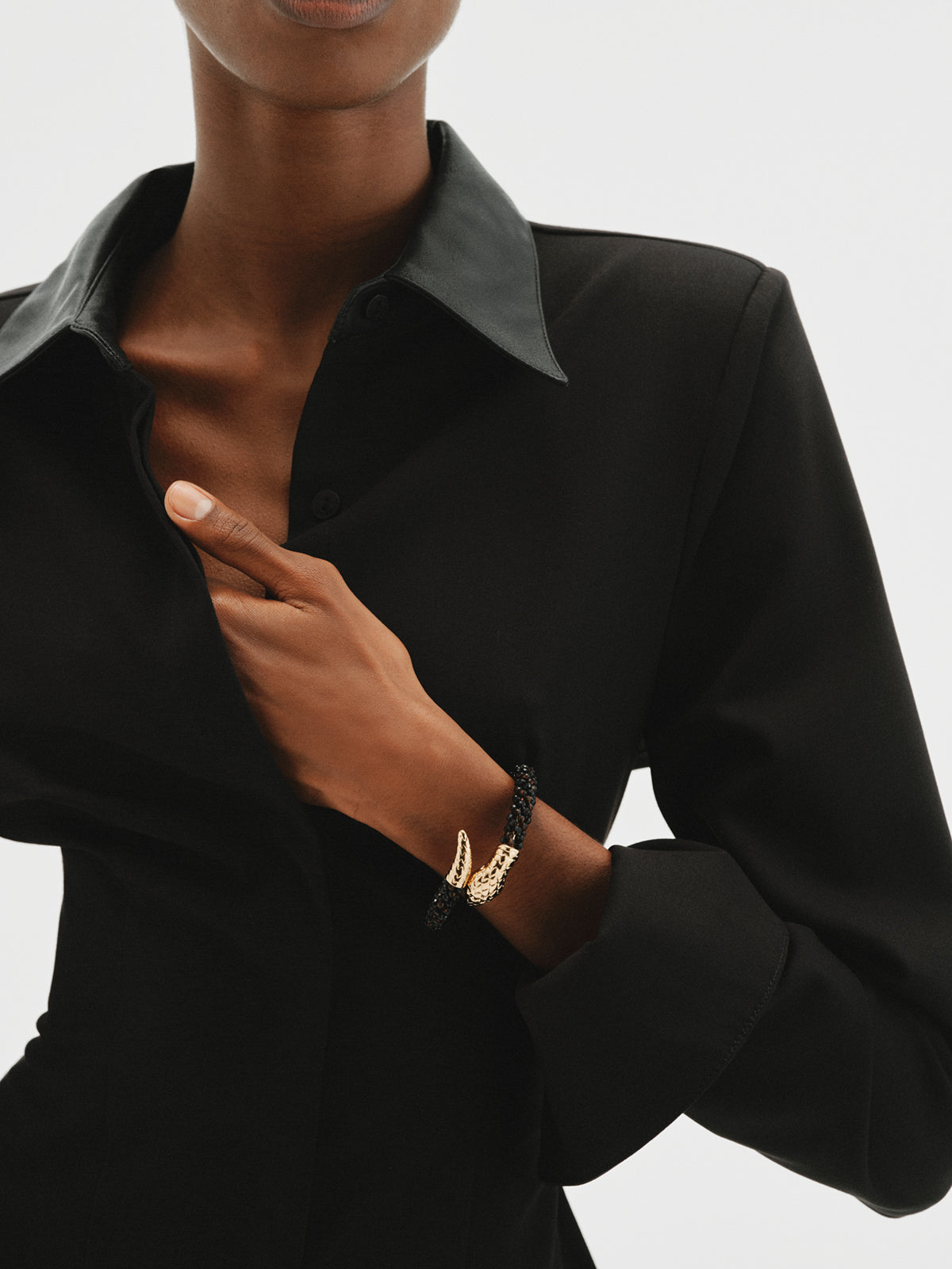 Yellow gold-plated 'You and me' snake bangle