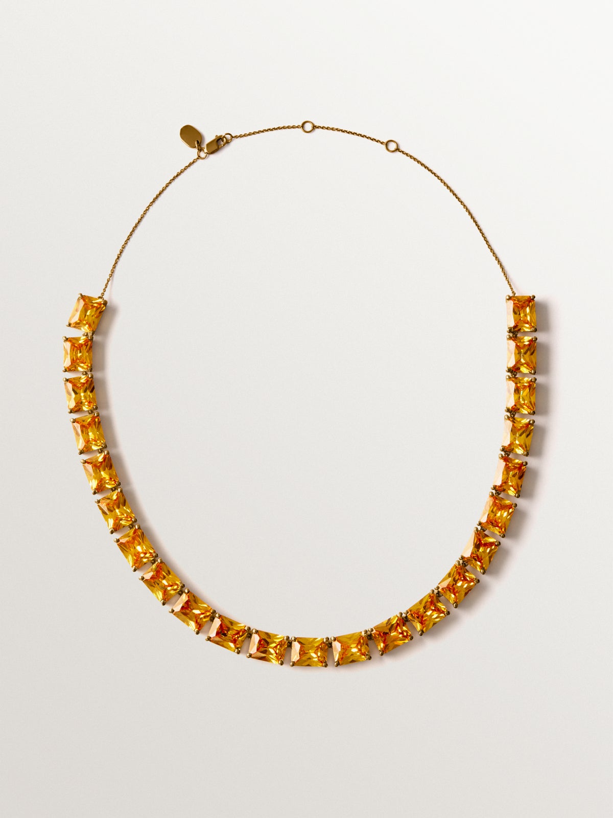 Yellow gold-plated necklace with yellow crystals