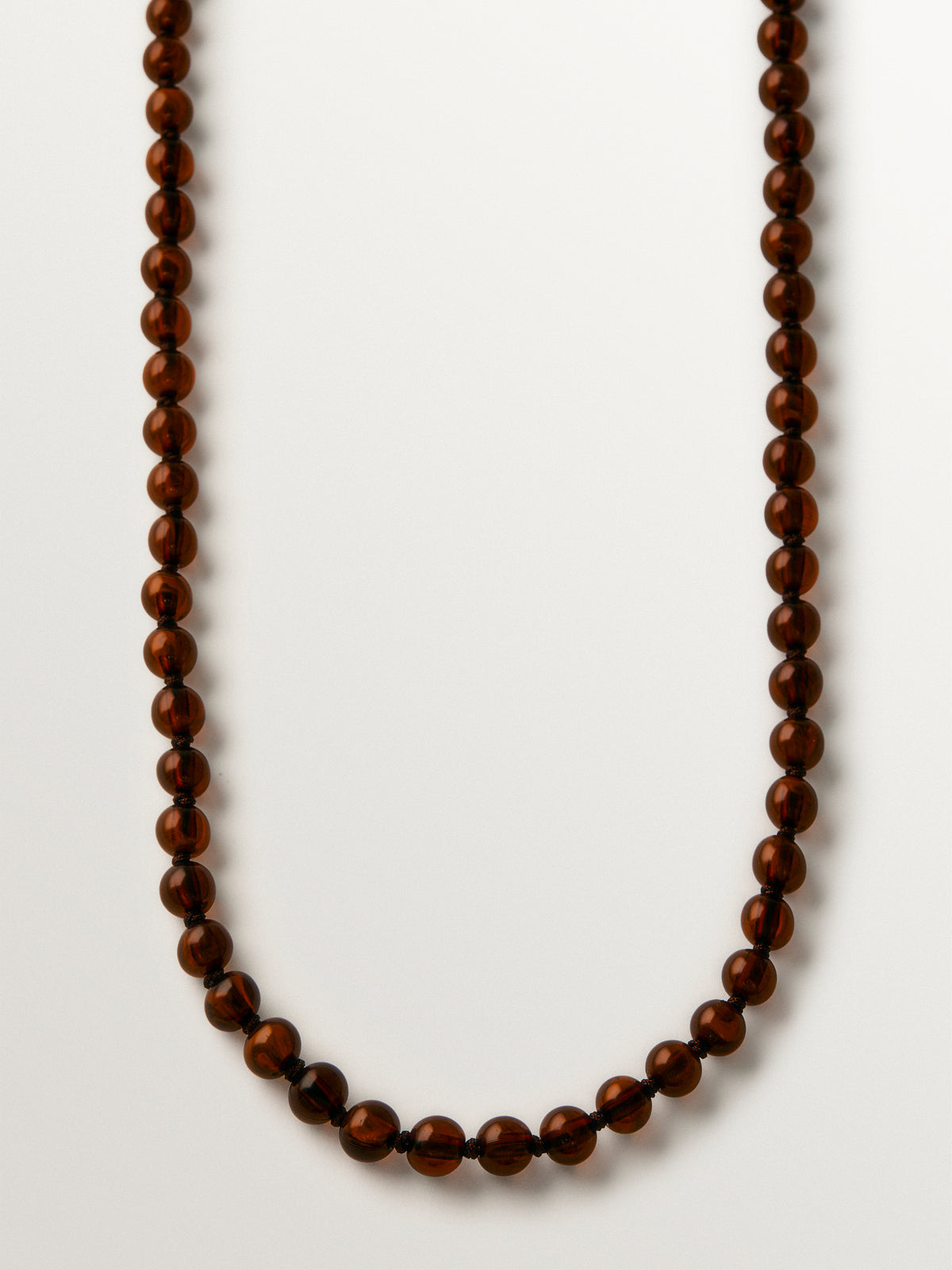 18K yellow gold-plated necklace with brown resin beads and crystals