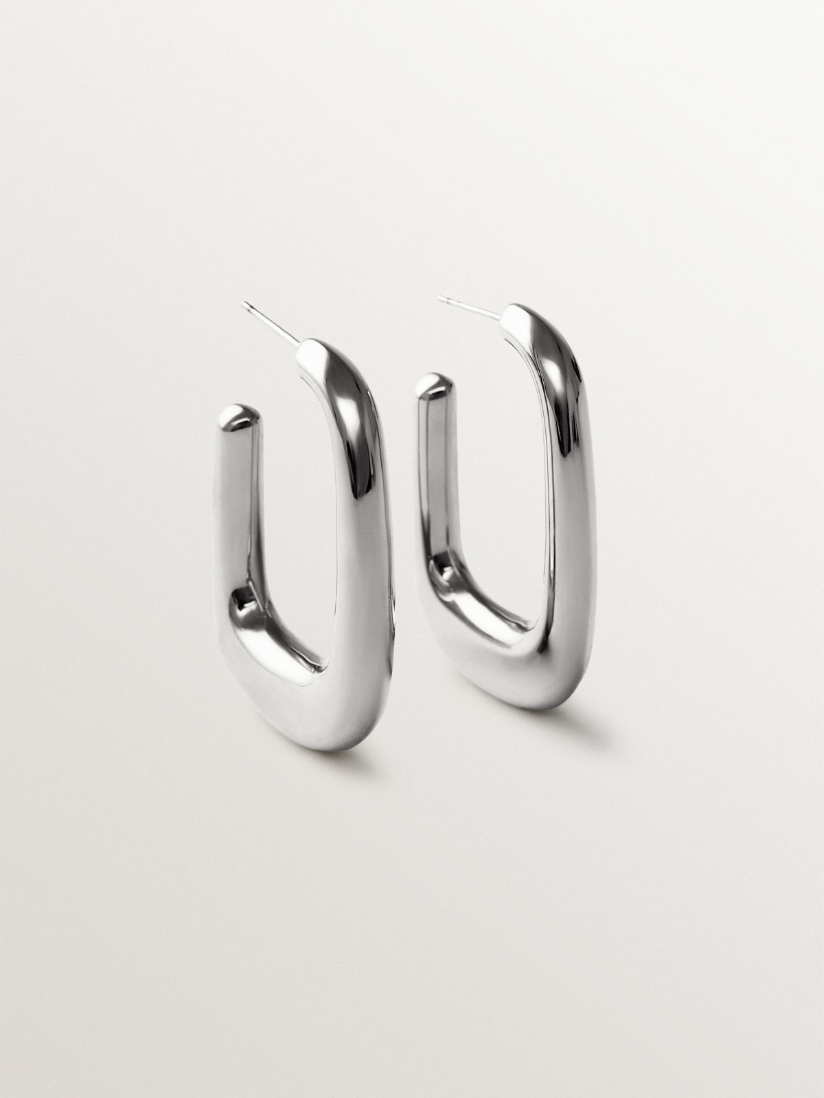 Large rectangular hoop earrings
