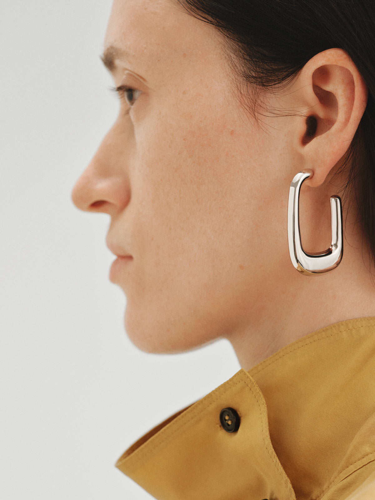 Large rectangular hoop earrings