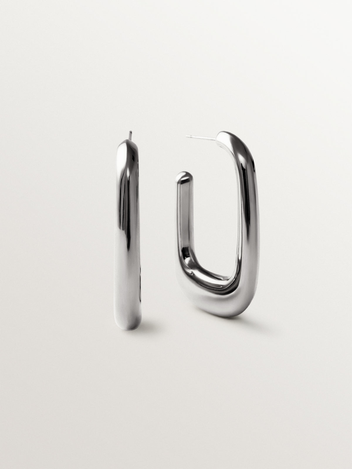 Large rectangular hoop earrings