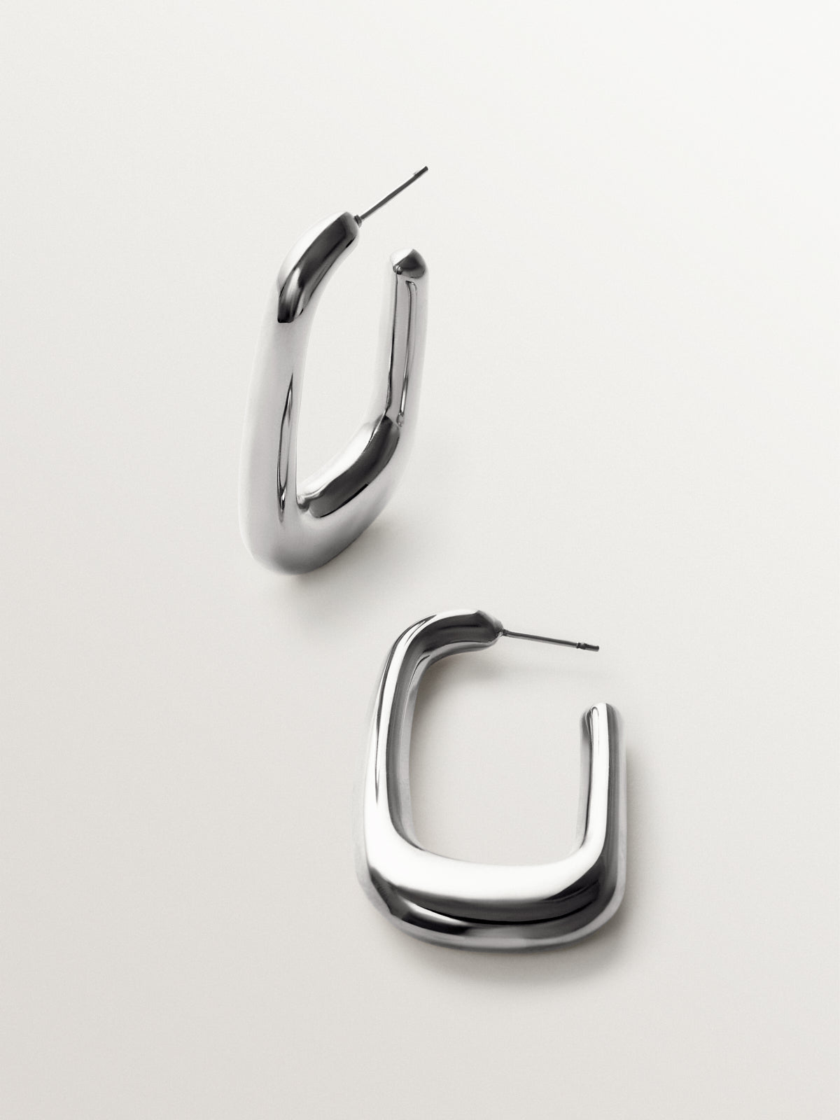Large rectangular hoop earrings