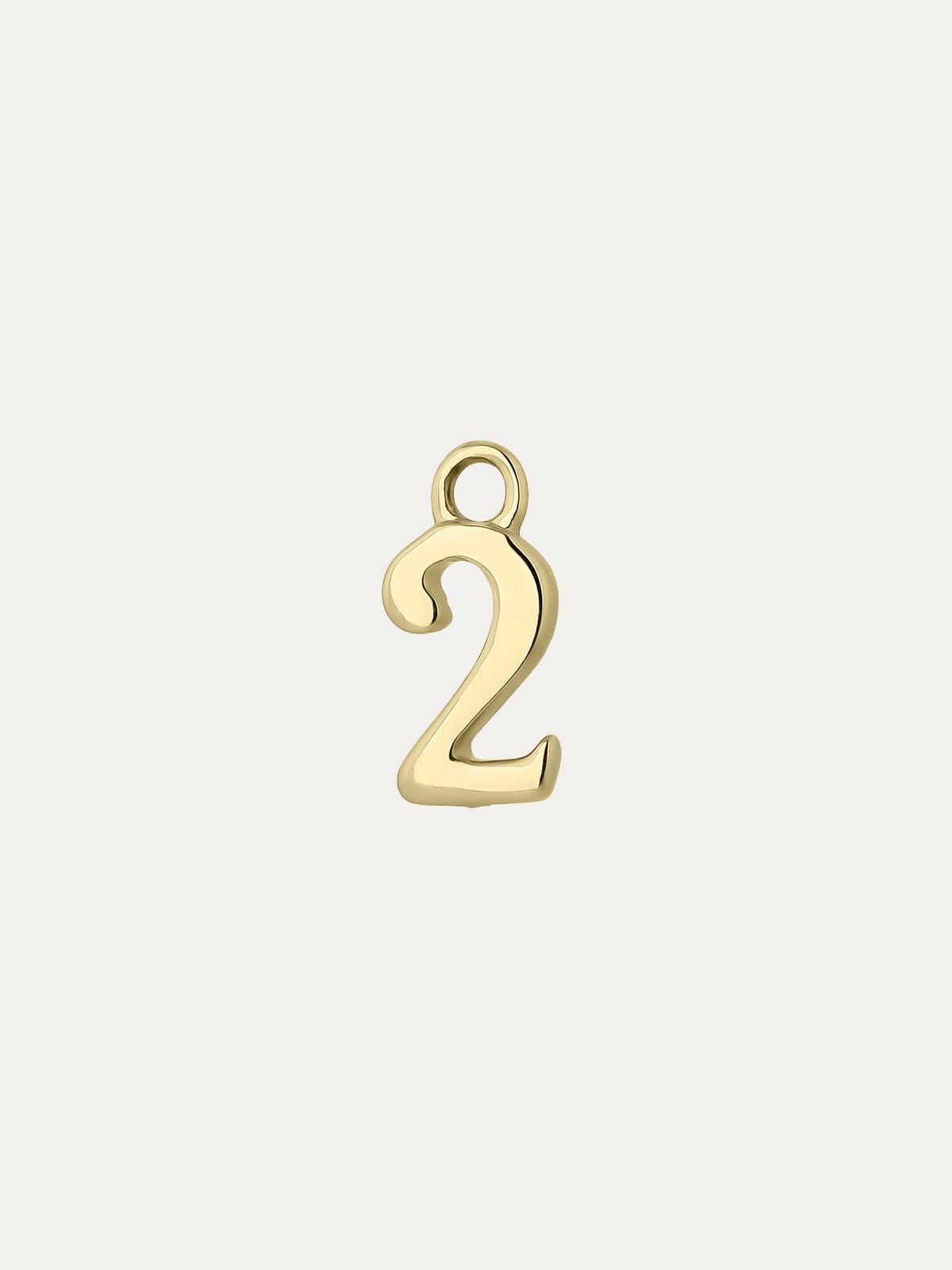 14K yellow gold charm with number 2