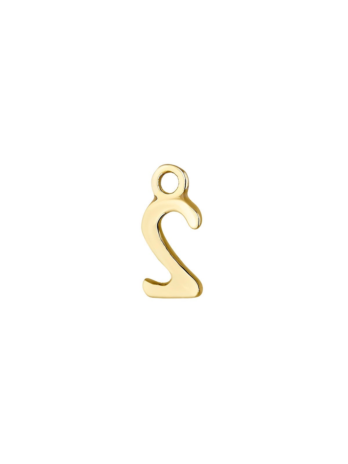 14K yellow gold charm with number 2