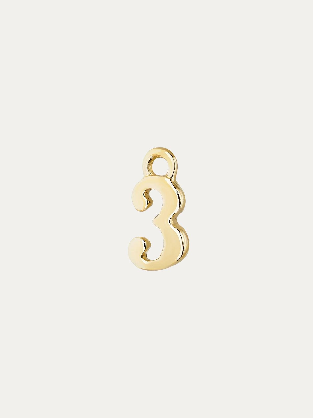 14K yellow gold charm with number 3