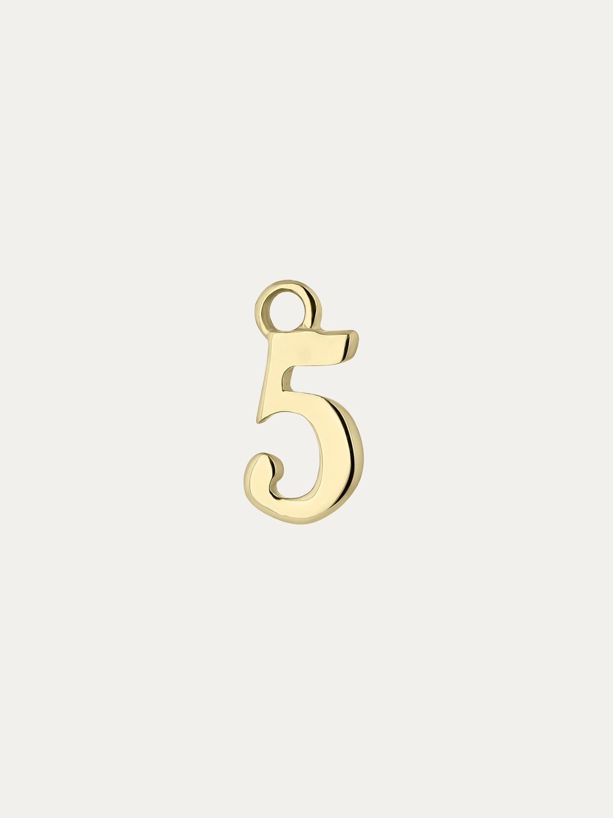 14K yellow gold charm with number 5