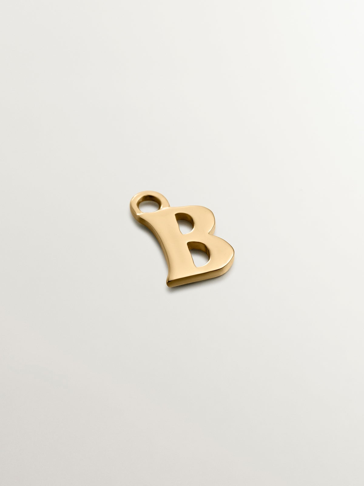 14K yellow gold charm with letter B