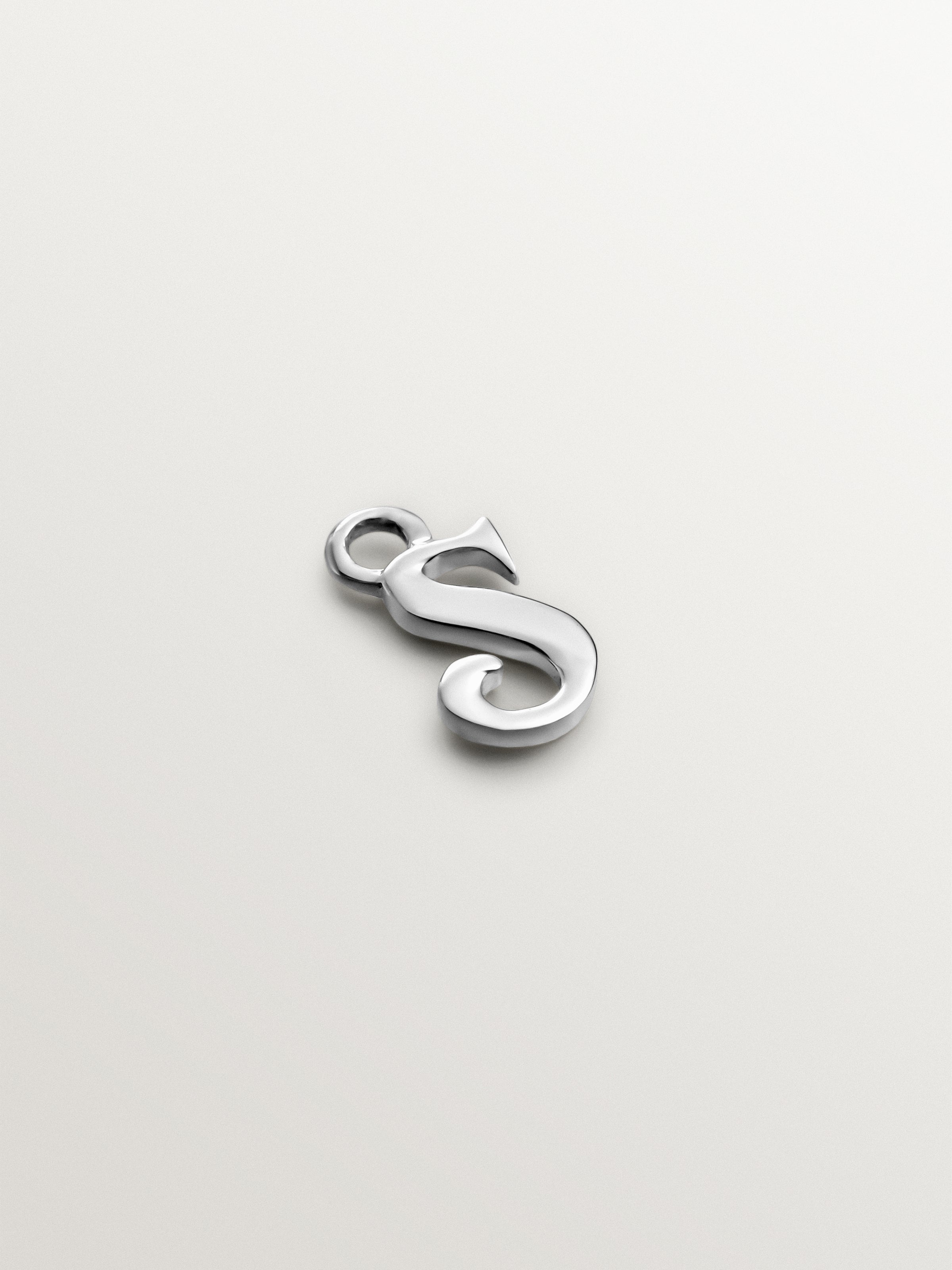 14K white gold charm with initial S