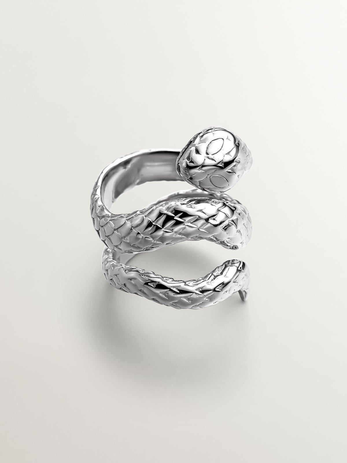 Anillo ancho de plata 925 con forma de serpiente