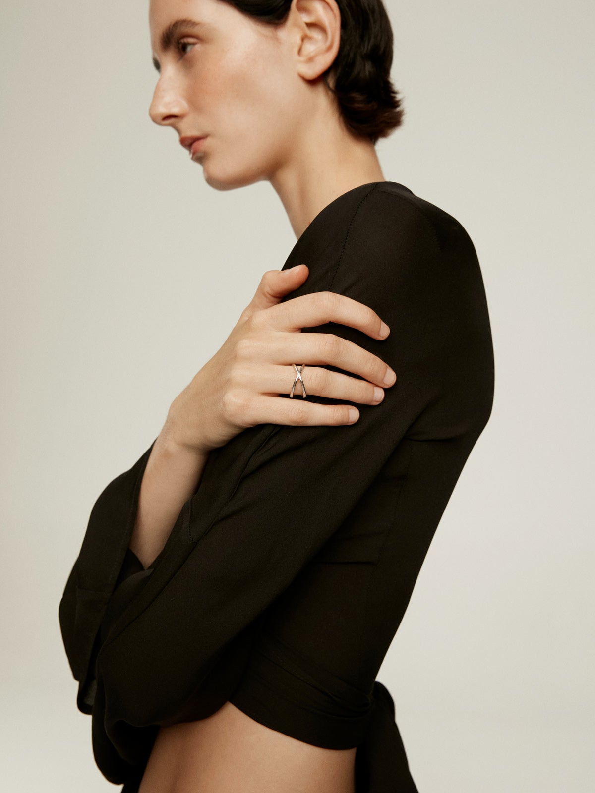 925 Silver Double Crossed Ring