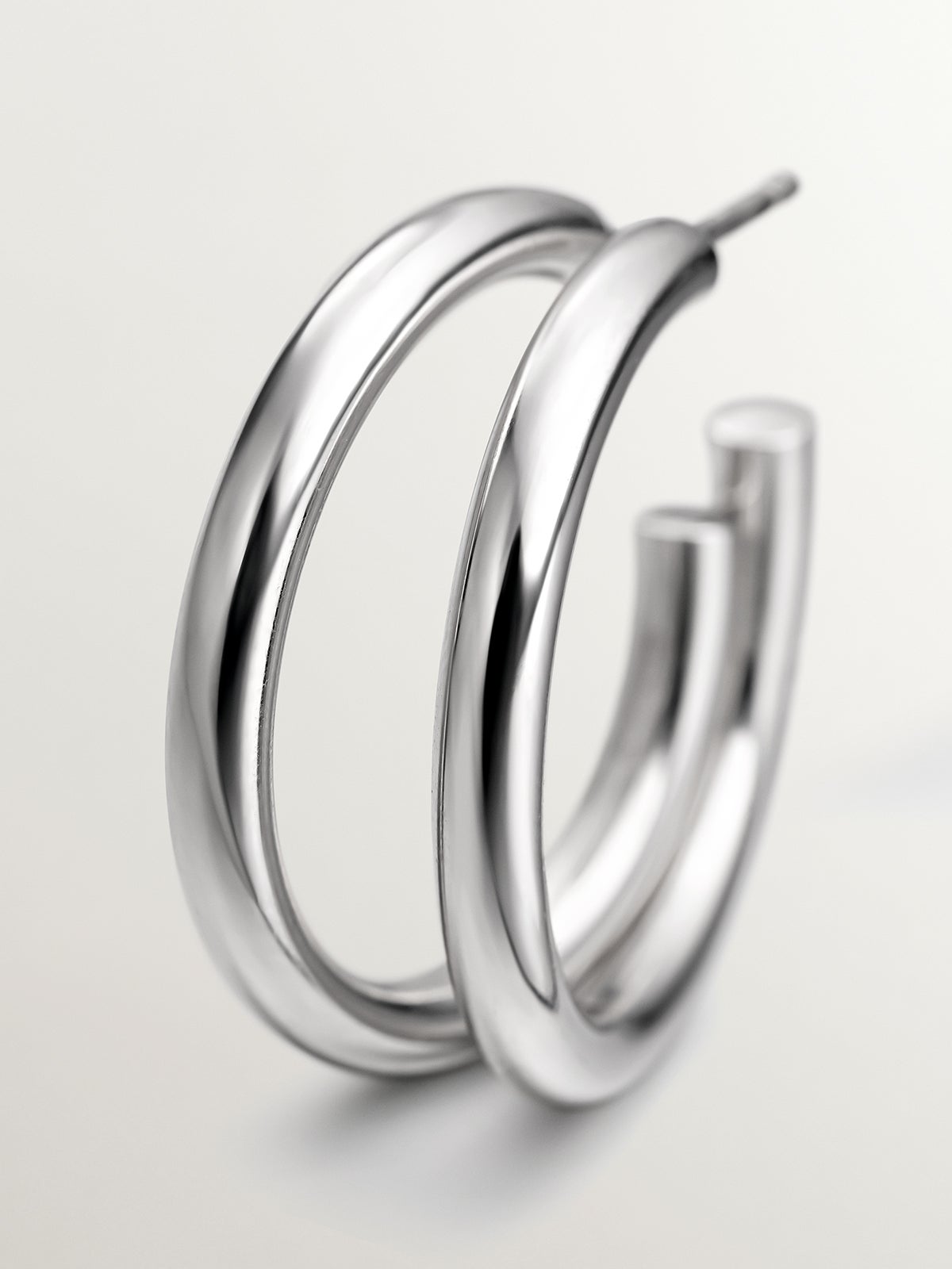 Medium-sized 925 silver hoop earrings