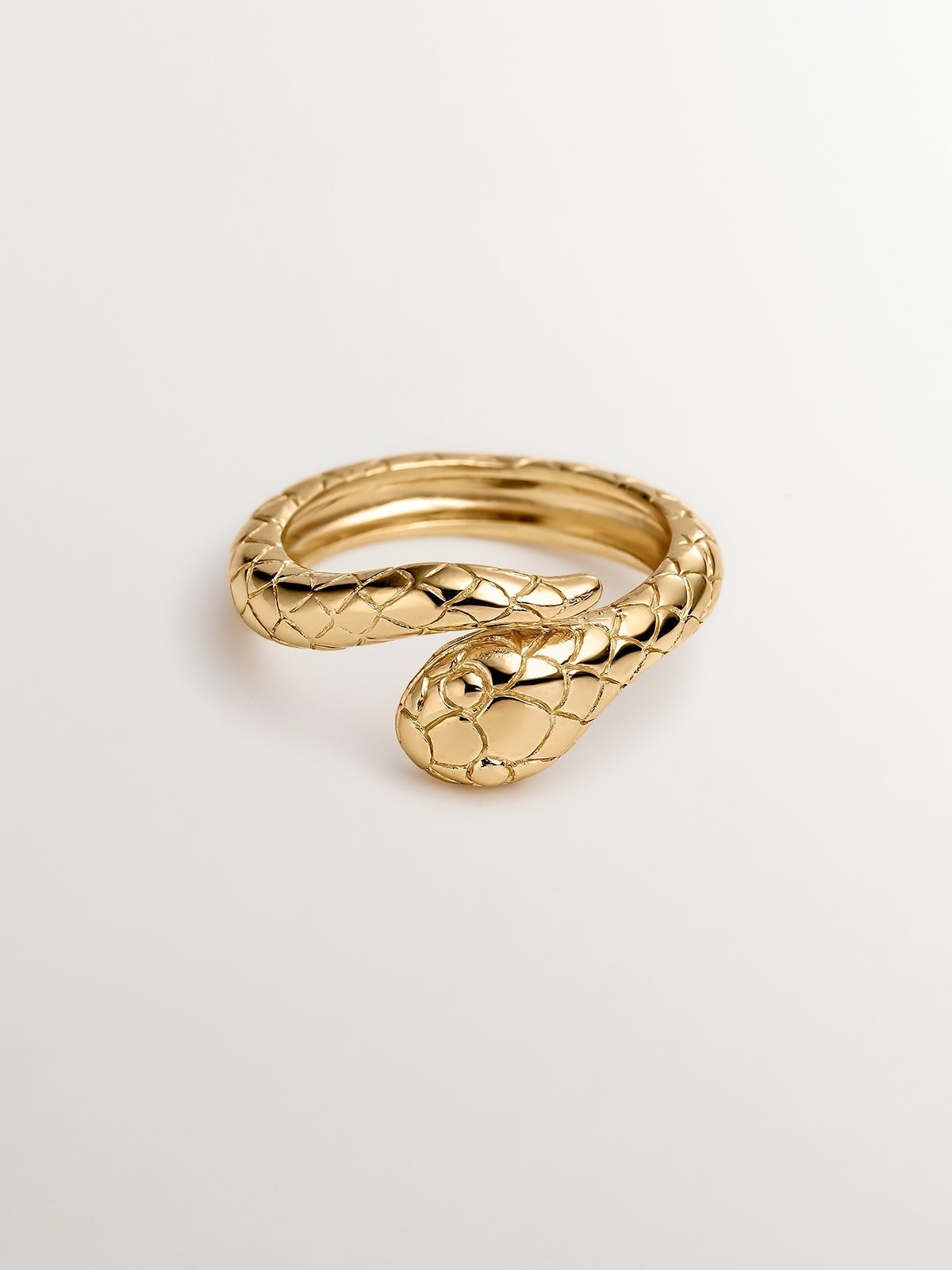 925 Silver ring bathed in 18K yellow gold in the shape of a snake