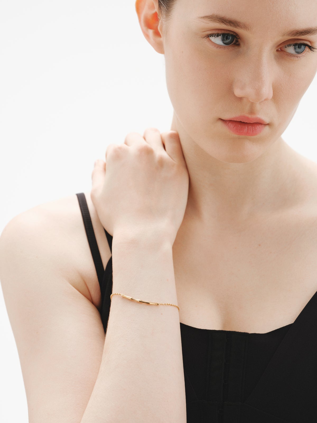 925 silver bracelet bathed in 18K yellow gold with bamboo cane