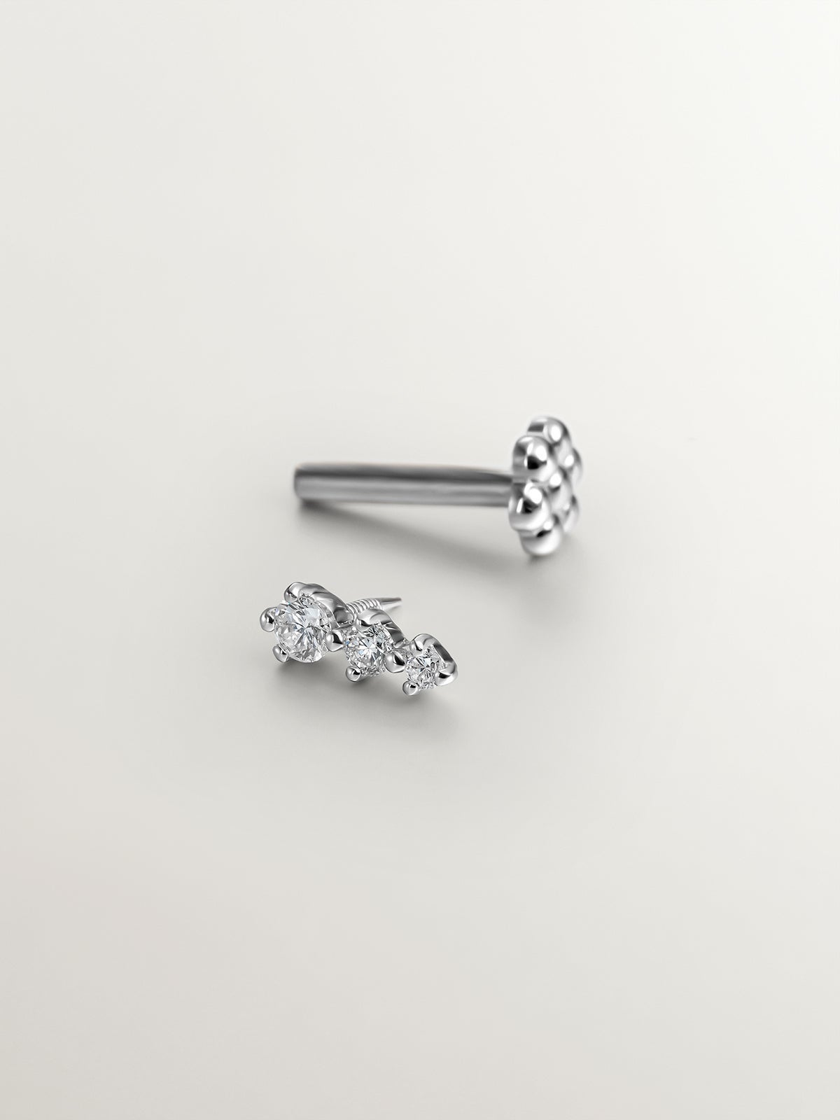 18K white gold piercing with diamonds