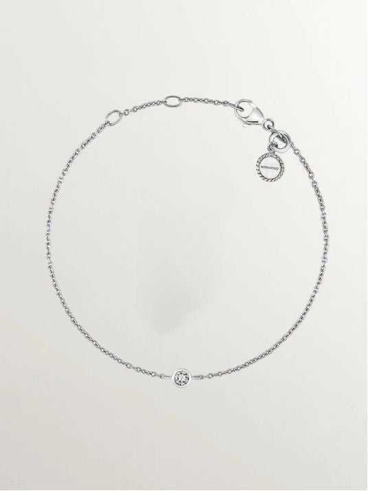 925 Silver Solitaire Bracelet with White Topaz