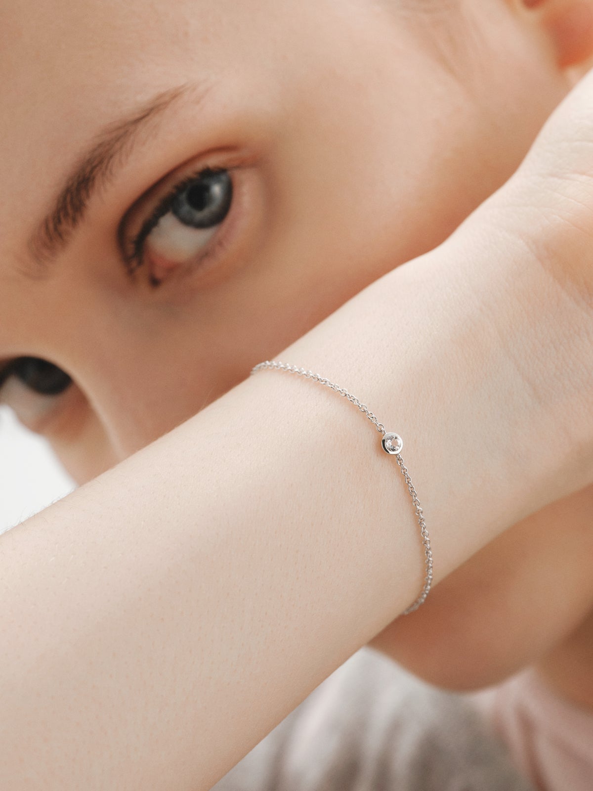925 Silver Solitaire Bracelet with White Topaz
