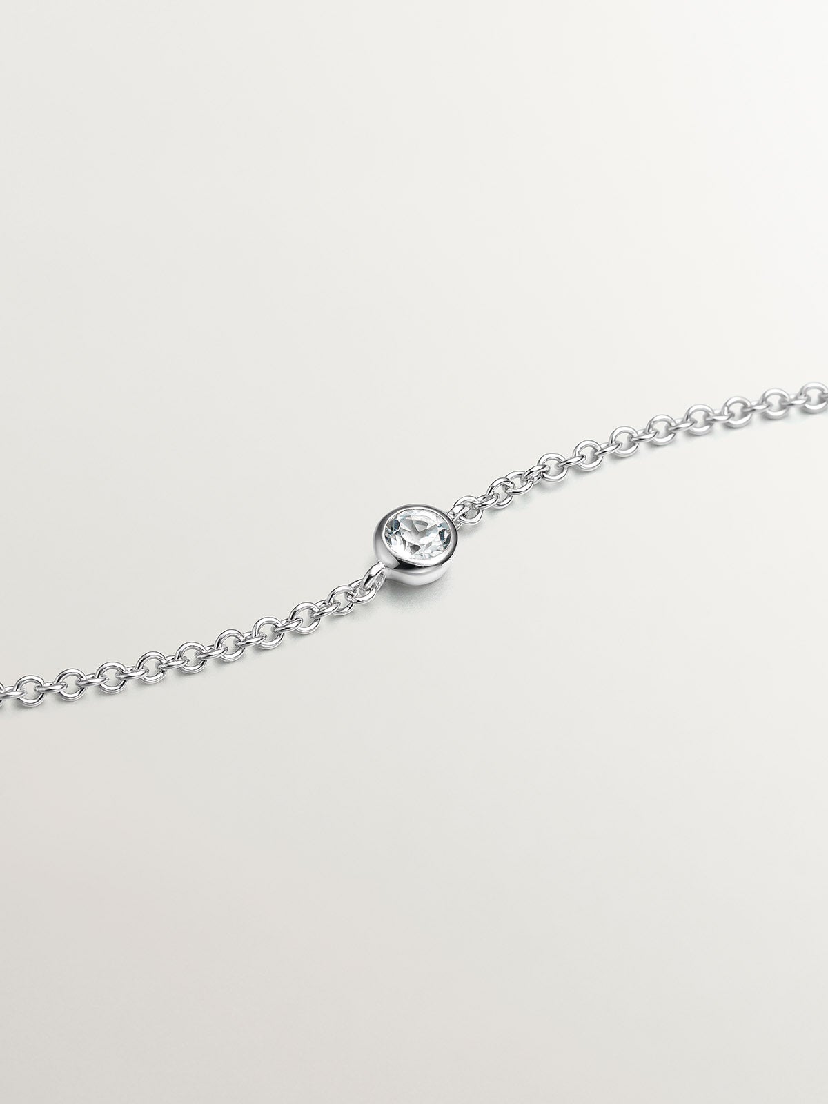 925 Silver Solitaire Bracelet with White Topaz