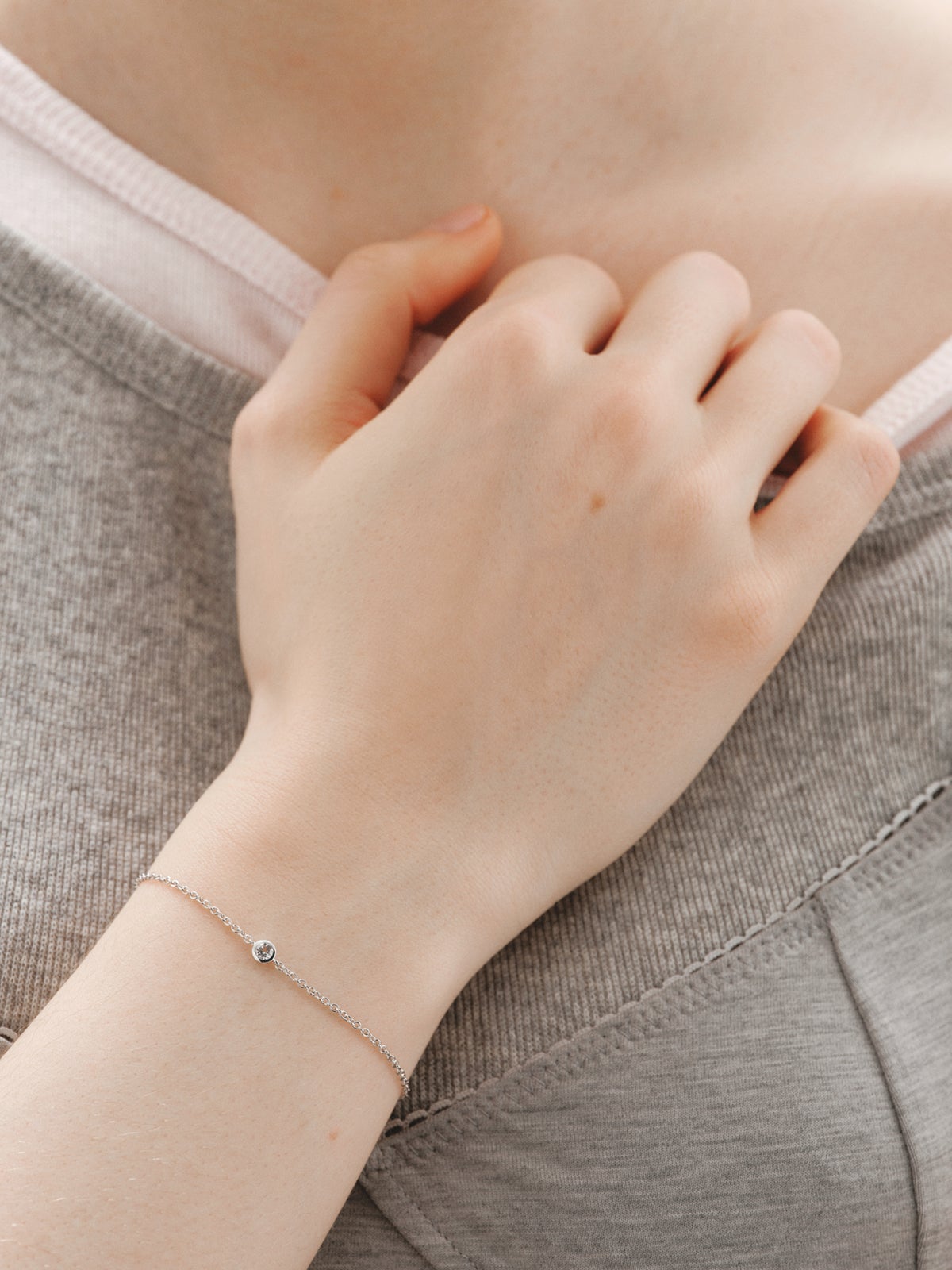 925 Silver Solitaire Bracelet with White Topaz