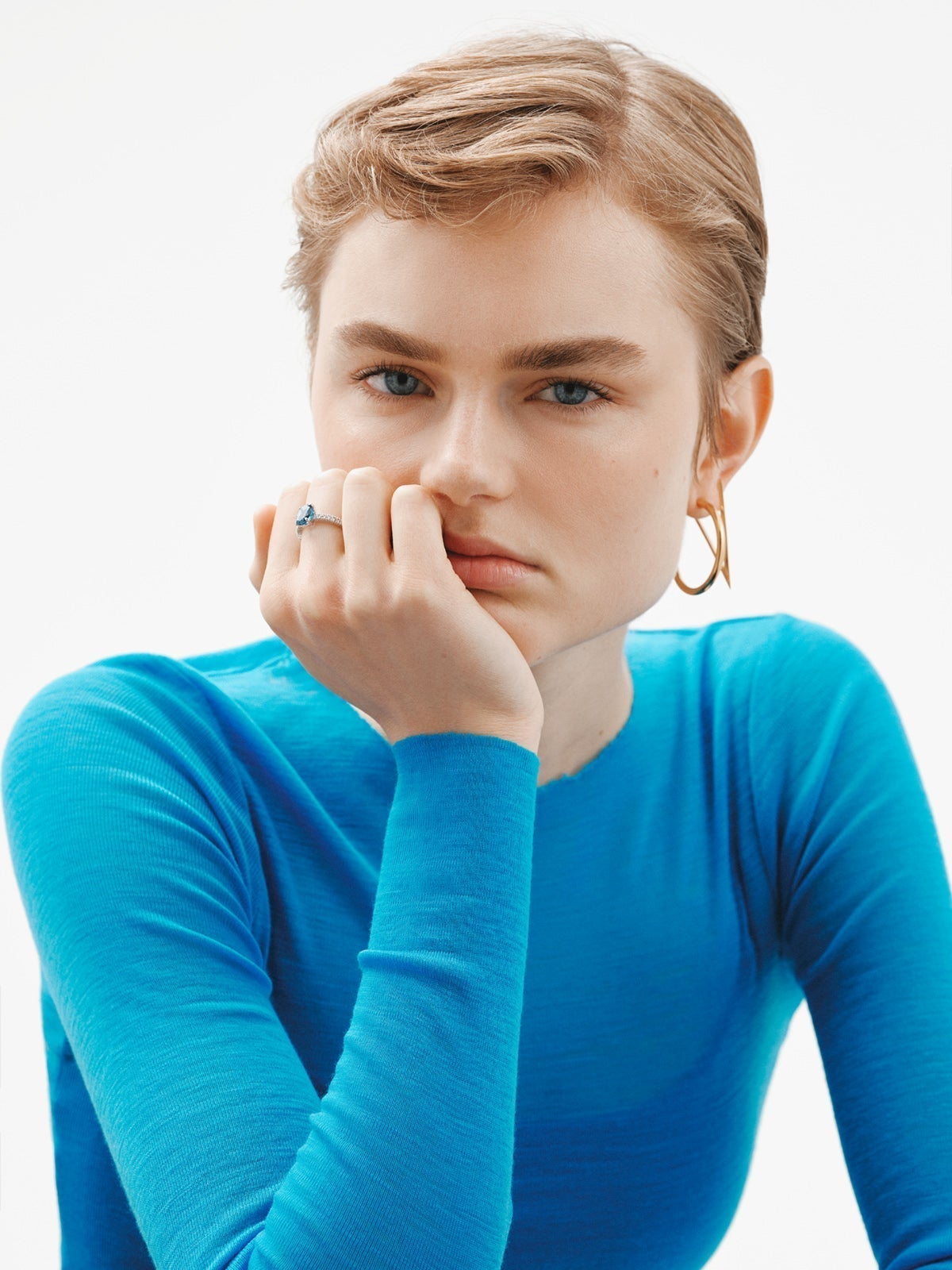 925 Sterling Silver Ring with Blue and White Topaz