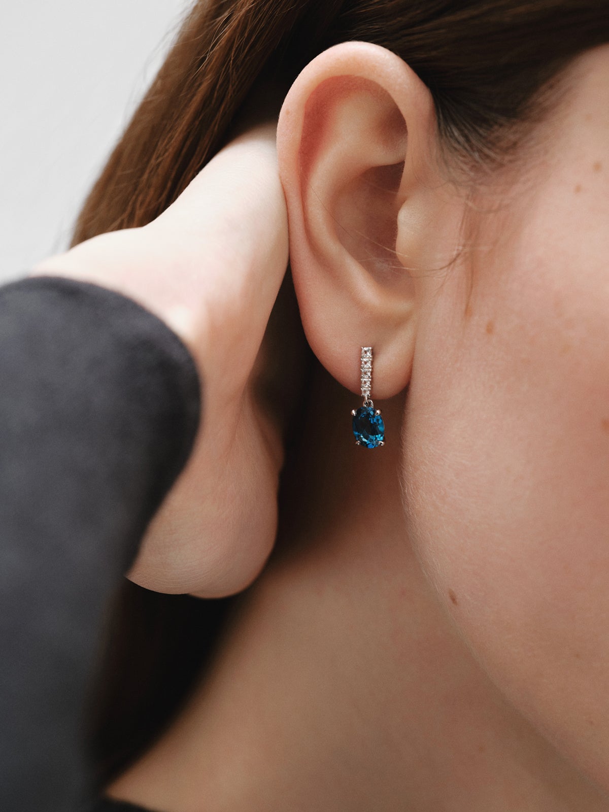 925 Silver Earrings with White and London Blue Topaz