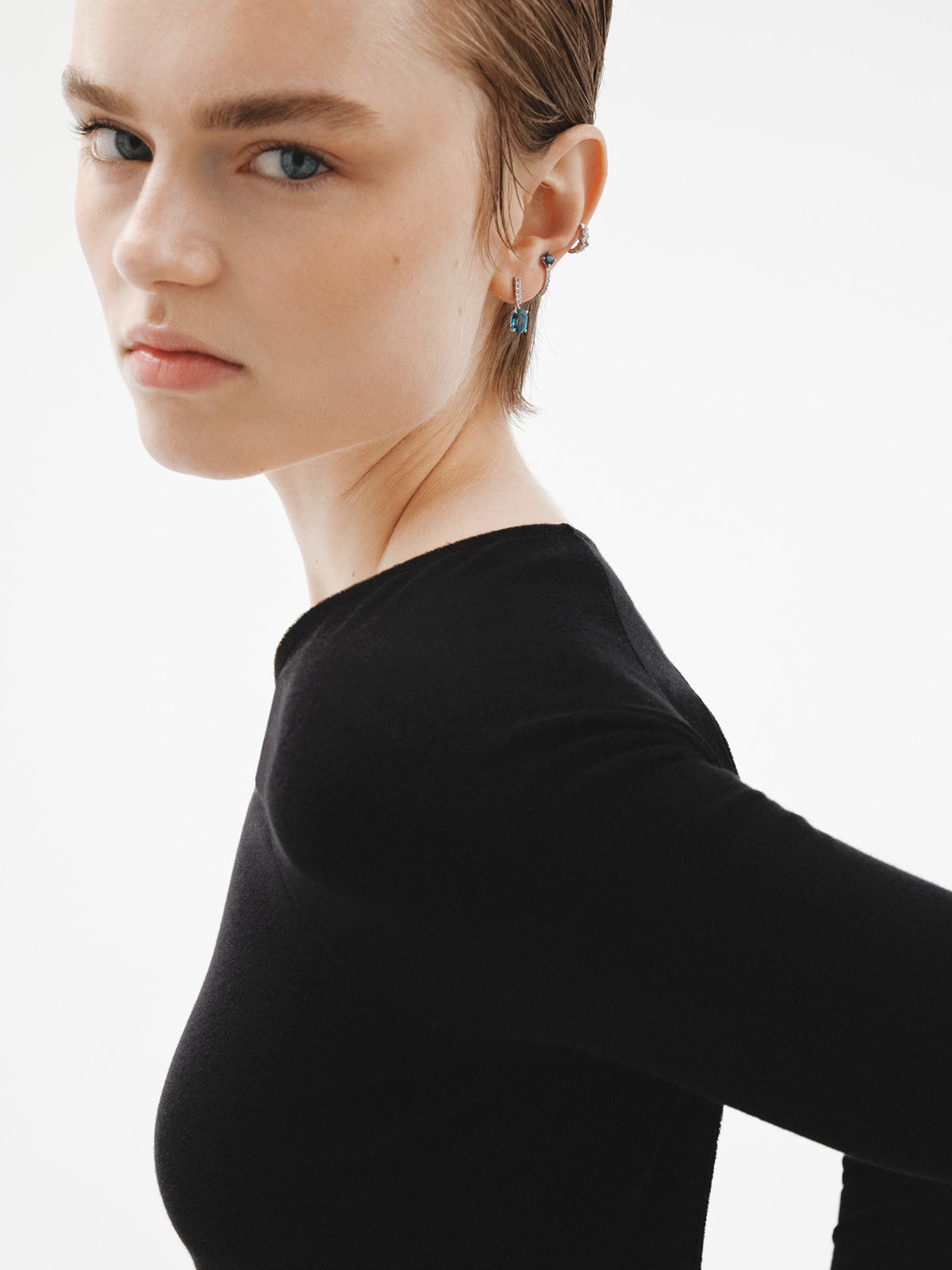 925 Silver Earrings with White and London Blue Topaz