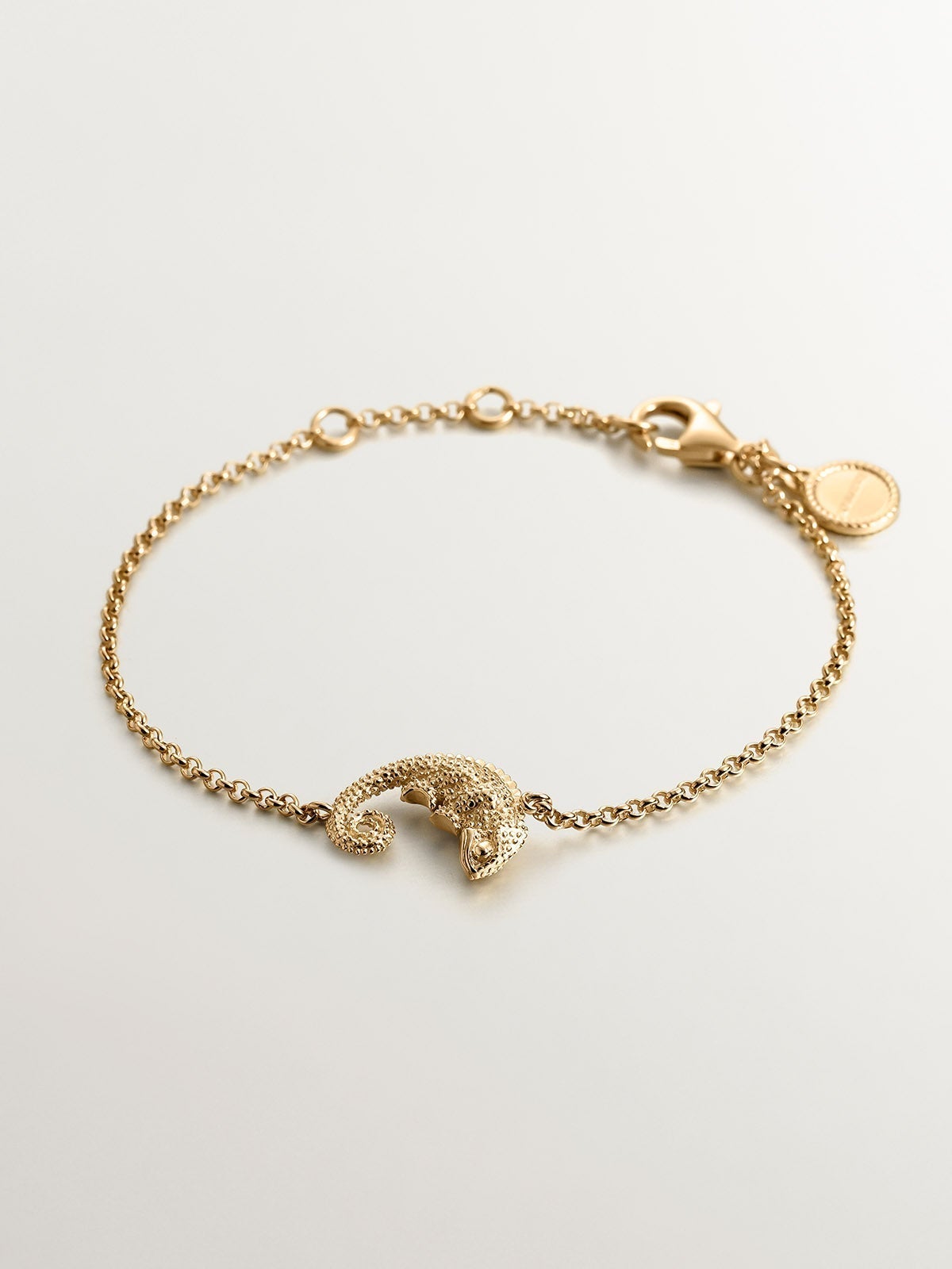 925 Silver bracelet bathed in 18K yellow gold with chameleon
