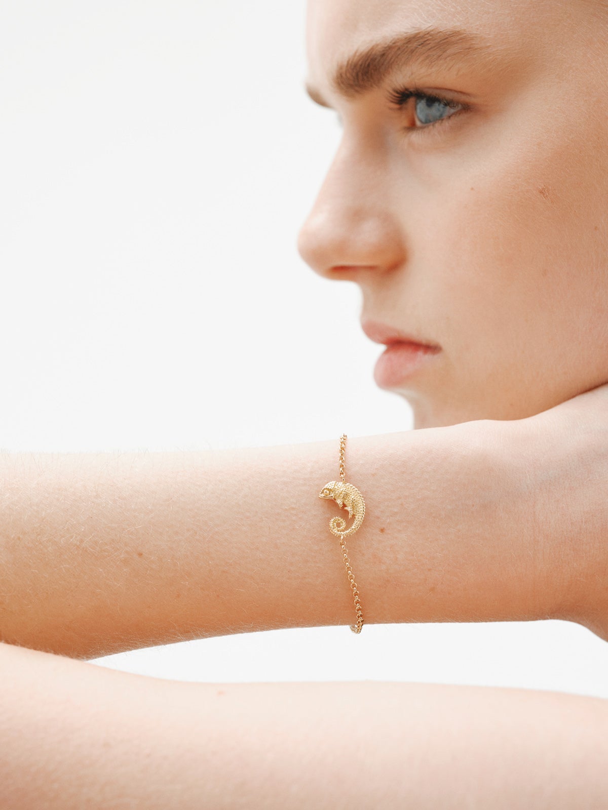 925 Silver bracelet bathed in 18K yellow gold with chameleon