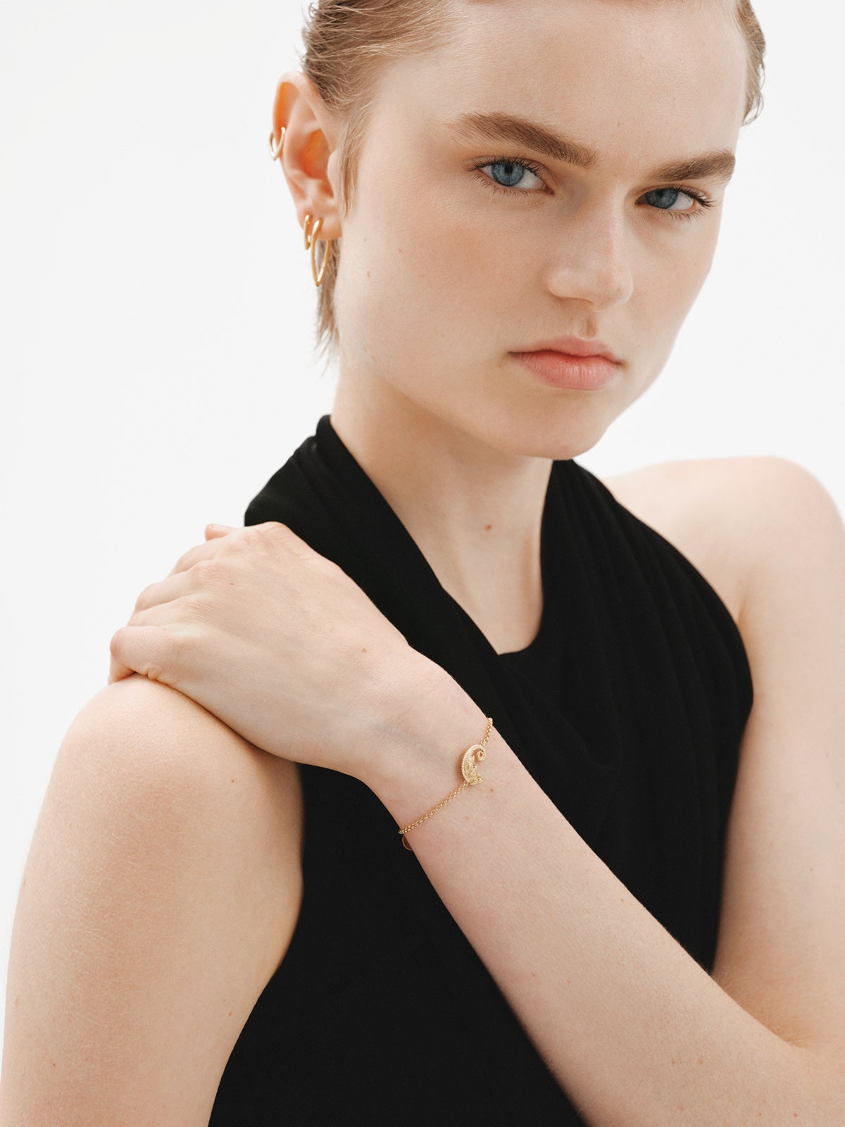 925 Silver bracelet bathed in 18K yellow gold with chameleon