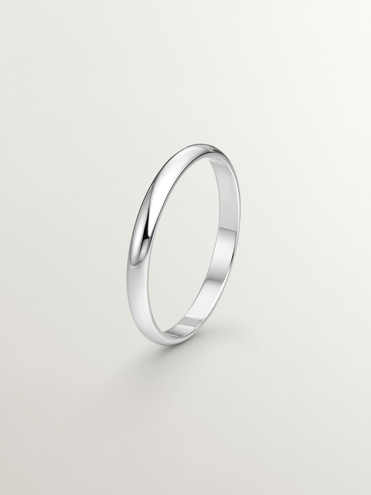 2.50mm half round white gold wedding band